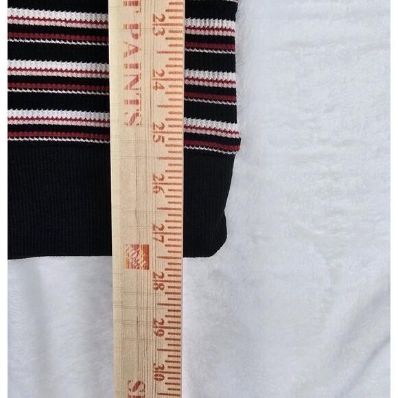 Long Sleeve Buttoned Down Crew Collar Shirt Women's XL Striped Knit Stretch - Picture 6 of 8